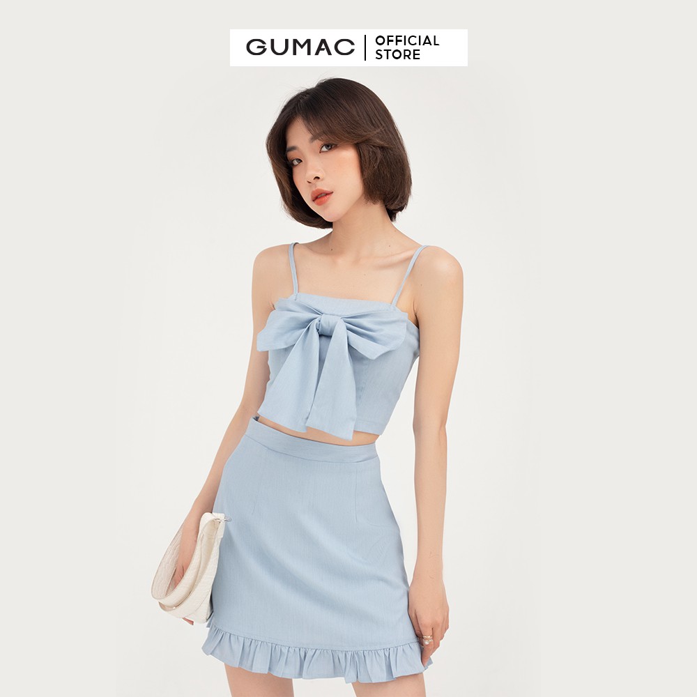 [Mã WABRGUM giảm 10% tối đa 30K đơn 99K] Áo hai dây nữ phối nơ GUMAC phong cách Hàn Quốc AB417 | BigBuy360 - bigbuy360.vn
