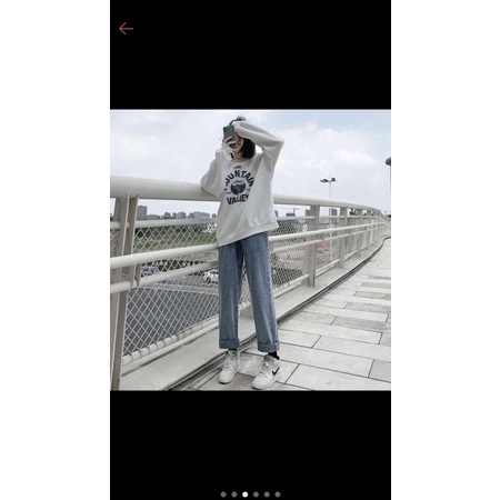 Quần  Jeans Dài  ống Rộng phong cách Hàn Quốc