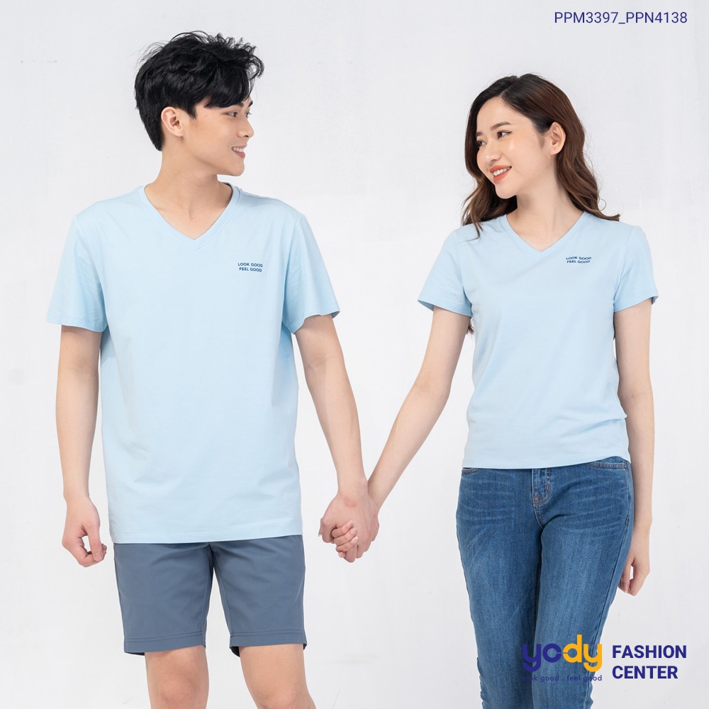 Áo phông nữ YODY cổ tim form rộng vải cotton thoáng mát PPN4138 | BigBuy360 - bigbuy360.vn