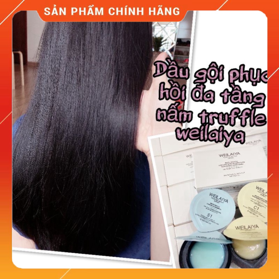 Set Dầu Gội Xả Phục Hồi Tóc Hư Tổn Đa Tầng Nấm Truffle Weilaiya giúp Chăm Sóc Tóc Khô Xơ Gãy Rụng Mini Test