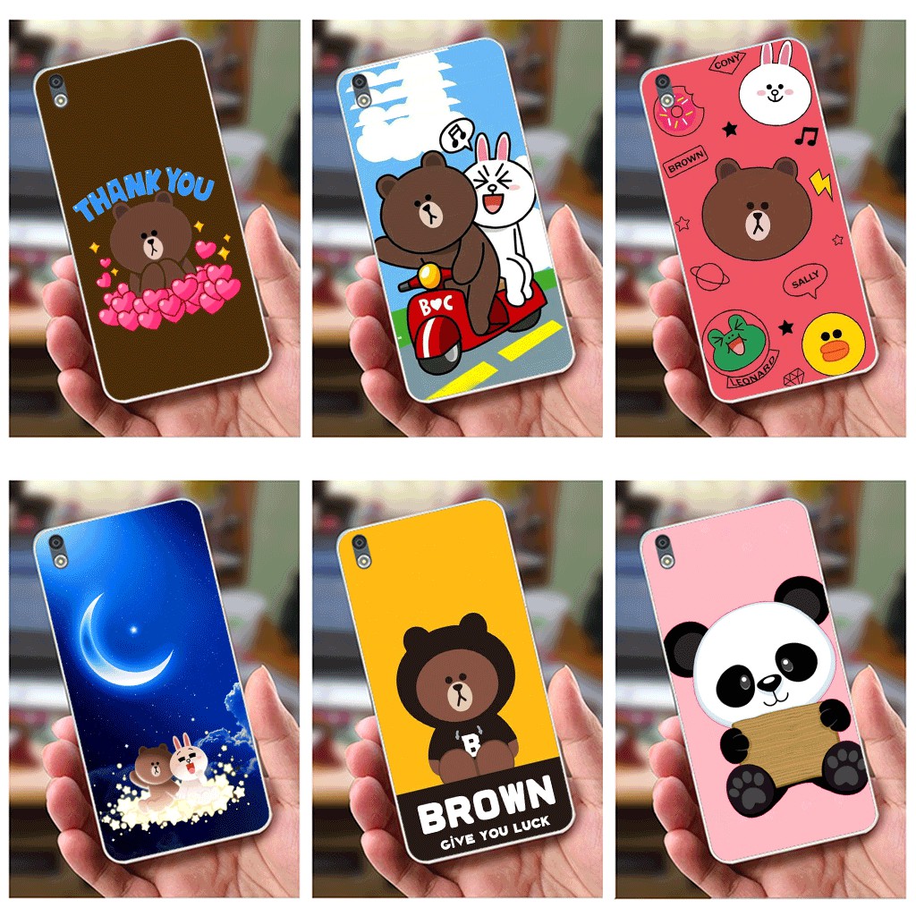 Ốp lưng HTC 816 (dẻo viền trắng trong) - Hinh Gấu Brown, Panda Cực Dễ Thương