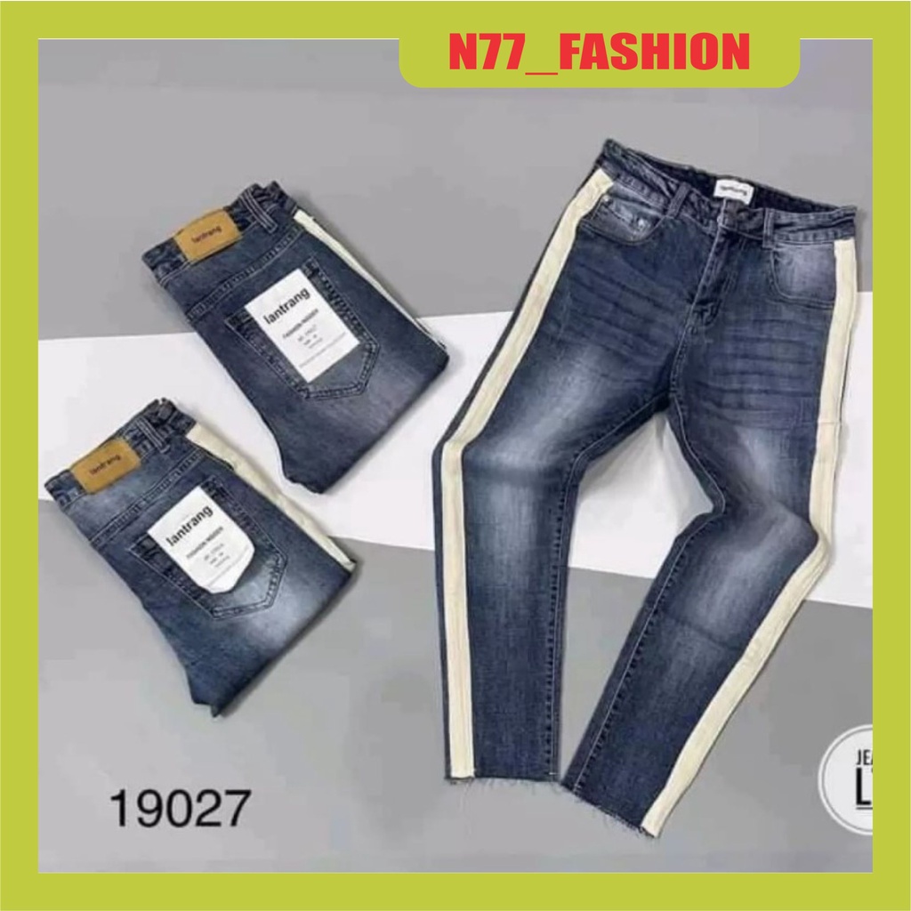 Quần jean nam xanh trơn không rách gối chất bò co giãn mẫu mới cao cấp N77 FASHION