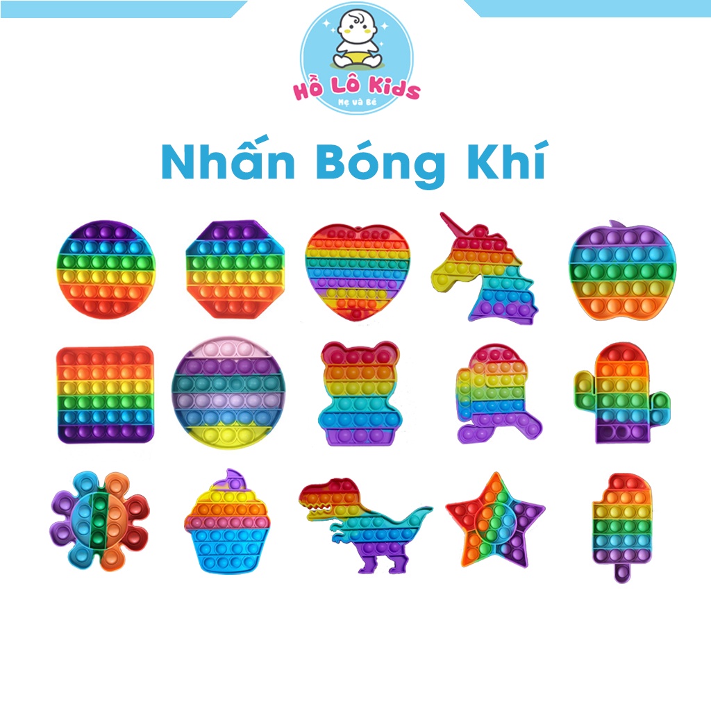 Pop it đồ chơi bấm bong bóng màu sắc cầu vồng giảm căng thẳng Hồ Lô Kids