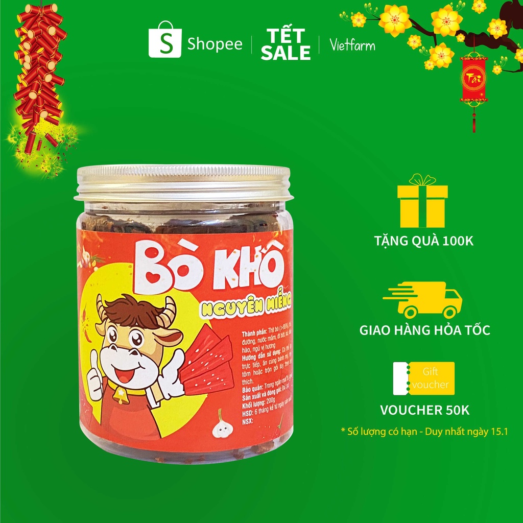 BÒ KHÔ NGUYÊN MIẾNG ĐÀ NẴNG NGON TUYỆT - 100% THỊ BÒ - Vinamart