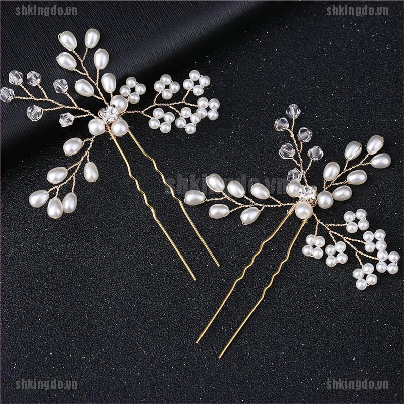 Trâm cài tóc hình hoa đính kim cương giả xinh xắn cho cô dâu