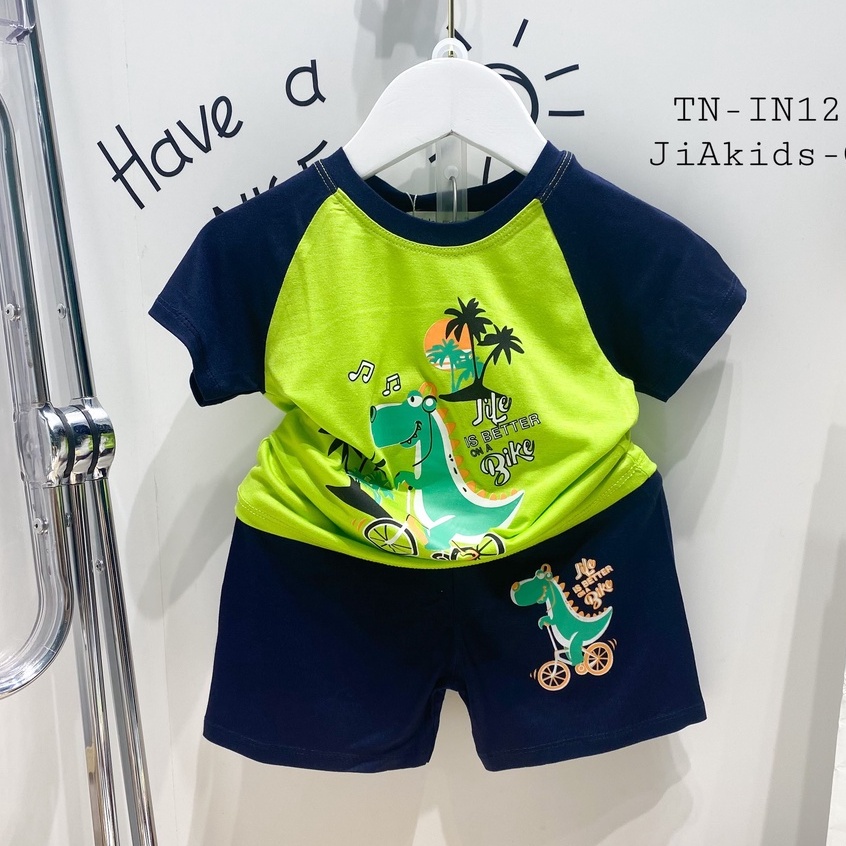 [Bé 8-27kg] Bộ Cộc Tay Minky Mom Vải Thun Lạnh Thiết Kế Raglan In Hình Động Vật Cho Bé Trai, Bé Gái Từ 0-6 Tuổi-TN-IN126