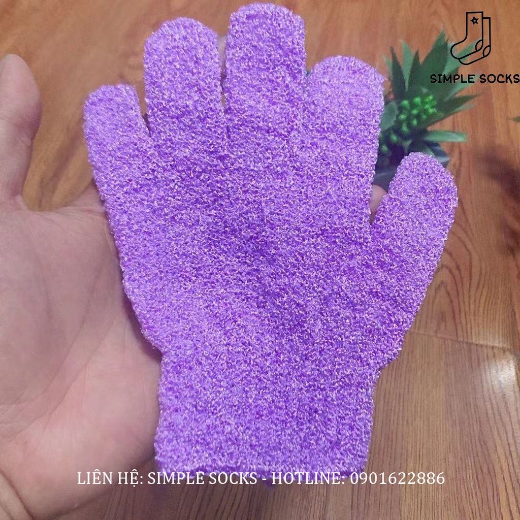 Set 10 Găng Tay Tắm Massage Thư Giãn Tẩy Tế Bào Chết Chống Lão Hóa SIMPLE SOCKS Bao Tay Tắm Spa Sợi Polyester An Toàn