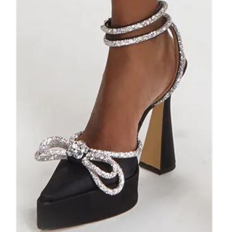 Giày Cao Gót Mũi Nhọn Đính Đá Thời Trang Cho Nữ Size 35-42