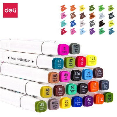 Bộ Bút Marker 2 Đầu 24 Màu, 36 Màu, 48 Màu - DELI