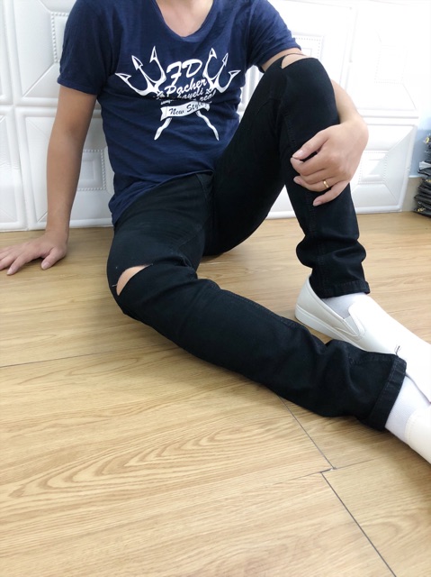 ❌❌( Mã 5677) Quần Jeans Đen Nam Rách Gối