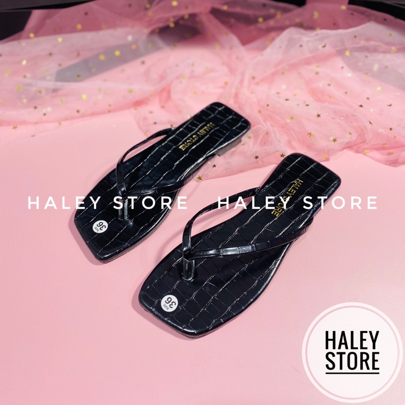 Dép nữ bệt HALEY STORE xỏ ngón kẹp trơn da rắn mềm mịn mũi vuông rẻ bền đẹp mang trong nhà đi chơi biển du lịch