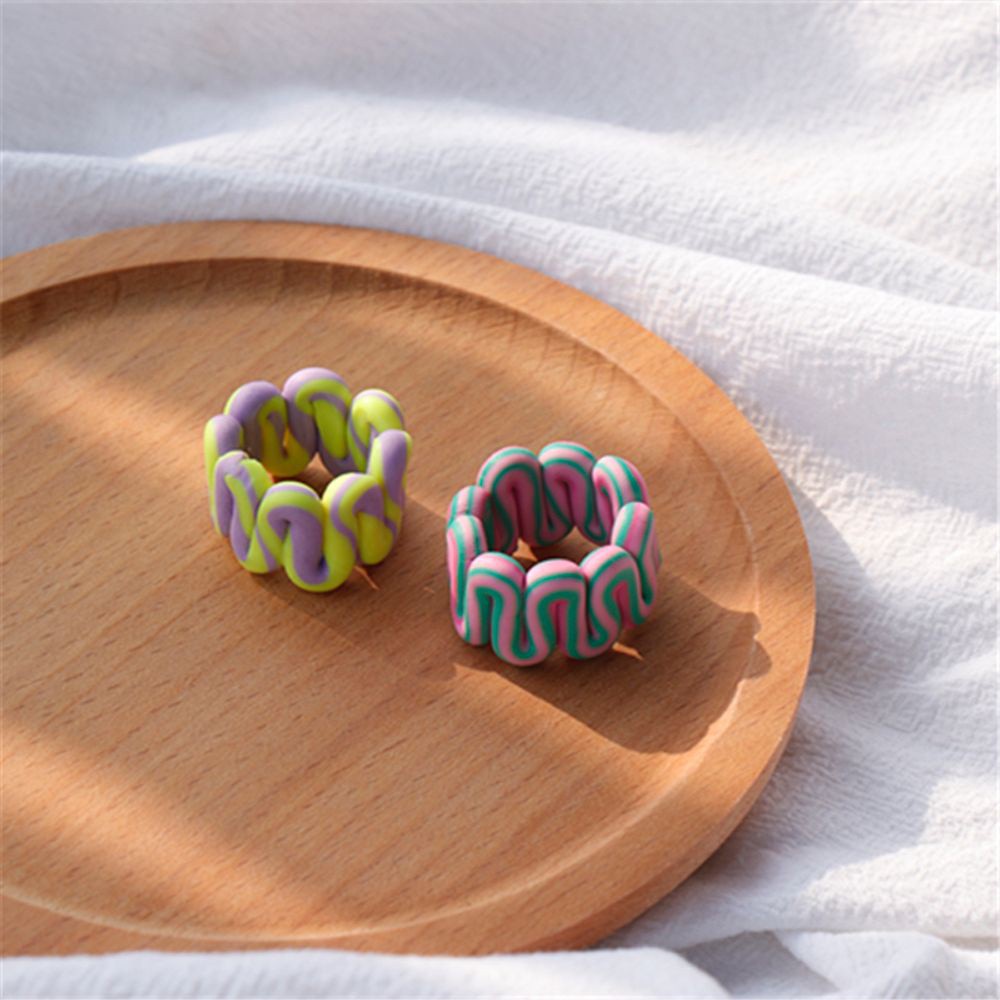 Nhẫn Đeo Ngón Tay Họa Tiết Kẻ Sọc Nhiều Màu Phong Cách Bohemia Thời Trang Cho Nữ