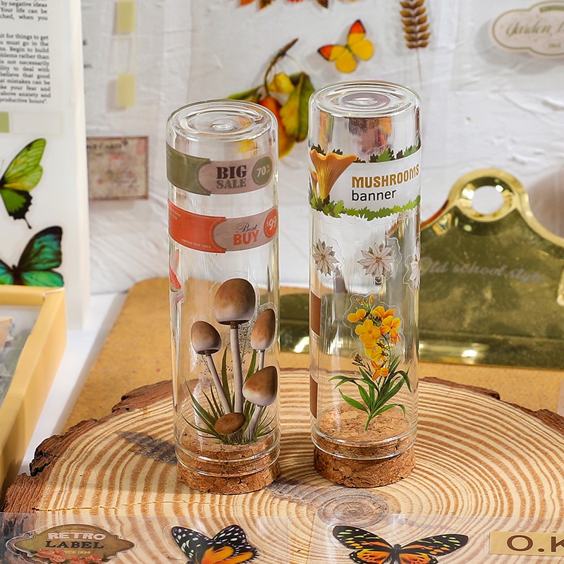 Set chiết 10 tấm sticker hình dán trang trí vuông 8*8cm cute/ vintage.