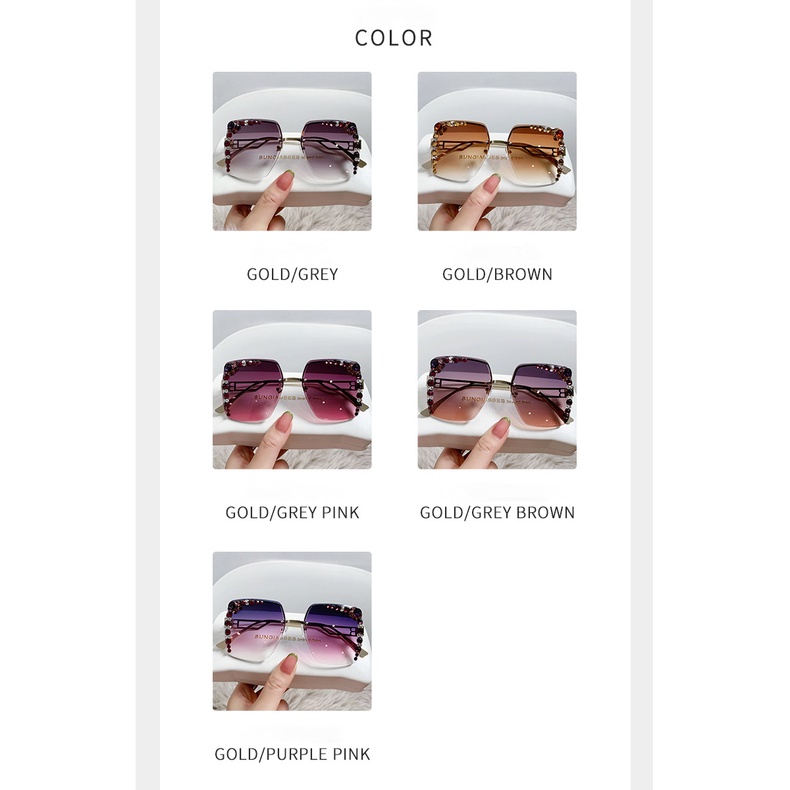 Kính Râm Oversized Không Gọng Đính Kim Cương Giả Tinh Tế Cho Nữ