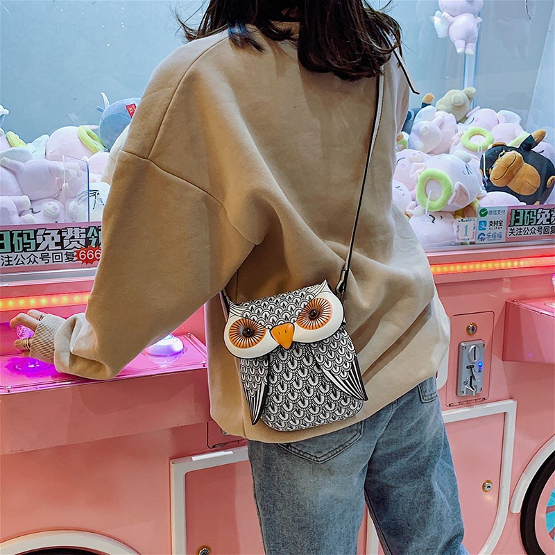 Túi Đeo Chéo Hình Cú Mèo Hoạt Hình Dễ Thương Dành Cho Nữ