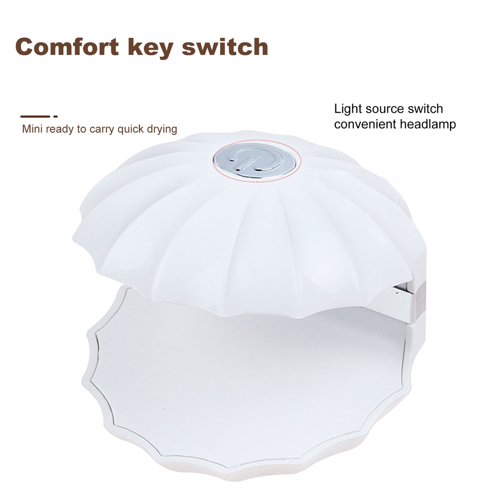 Đèn Hong Khô Móng Tay Nhanh Chóng Gọn Nhẹ Hình Vỏ Sò Có Phích Cắm USB Tiện Dụng Cho Gia Đình