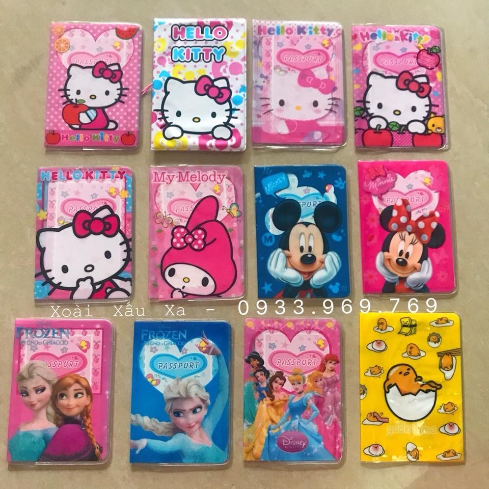 Bao passport, bao hộ chiếu hoạt hình dễ thương Kitty, đoraemon, stitch...