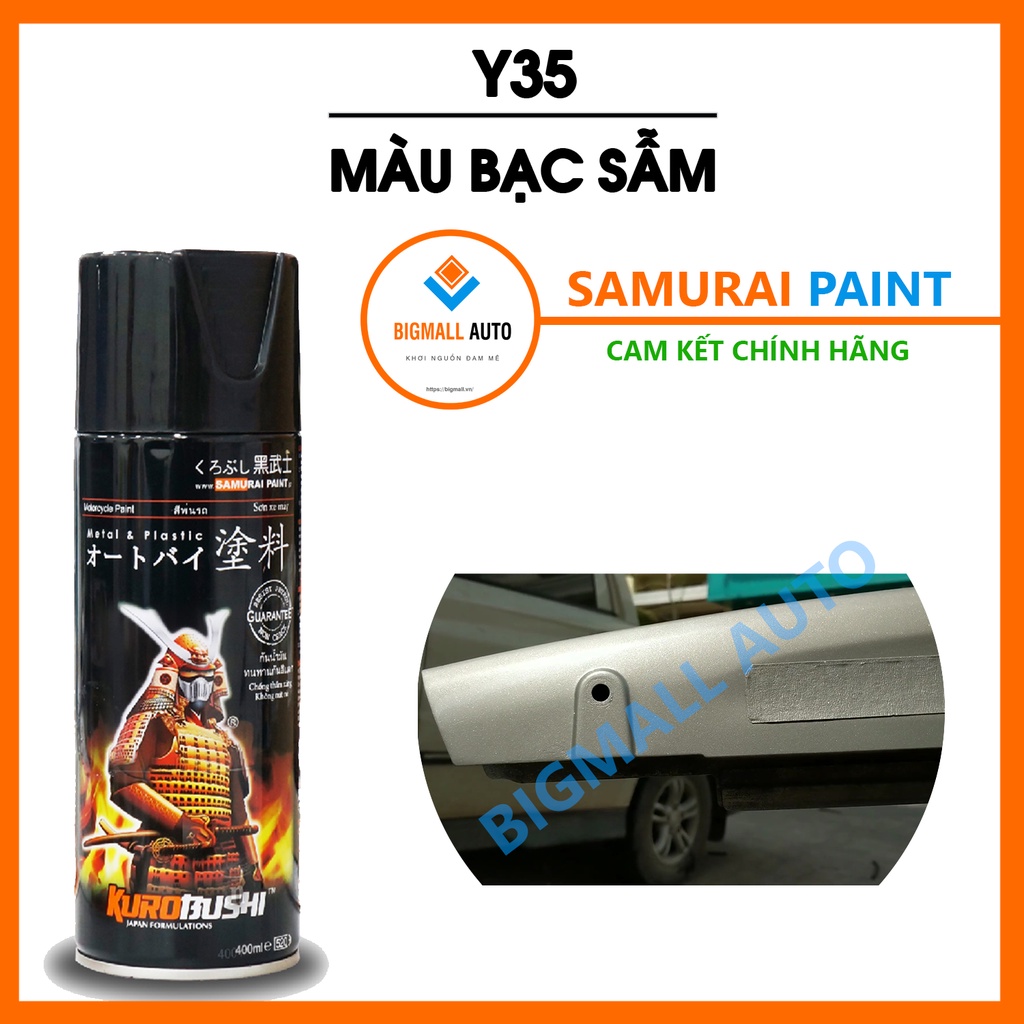 Sơn samurai màu bạc sẫm Y35 chai sơn xịt chuyên dụng dành cho sơn xe máy , ô tô , đồ dùng , dụng cụ