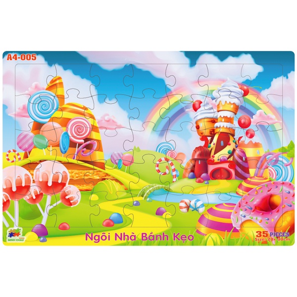 Bộ Xếp Hình Khổ A4 Puzzle Minh Châu 35-05 - Ngôi Nhà Bánh Kẹo (35 Mảnh Ghép)