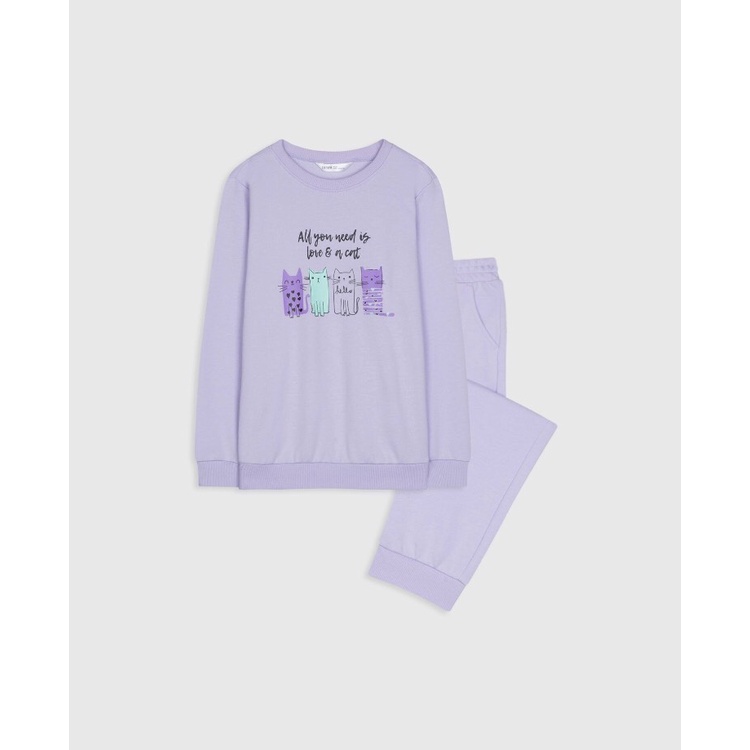 Bộ quần áo nỉ dài tay bé gái Canifa cho bé từ 2-5 tuổi