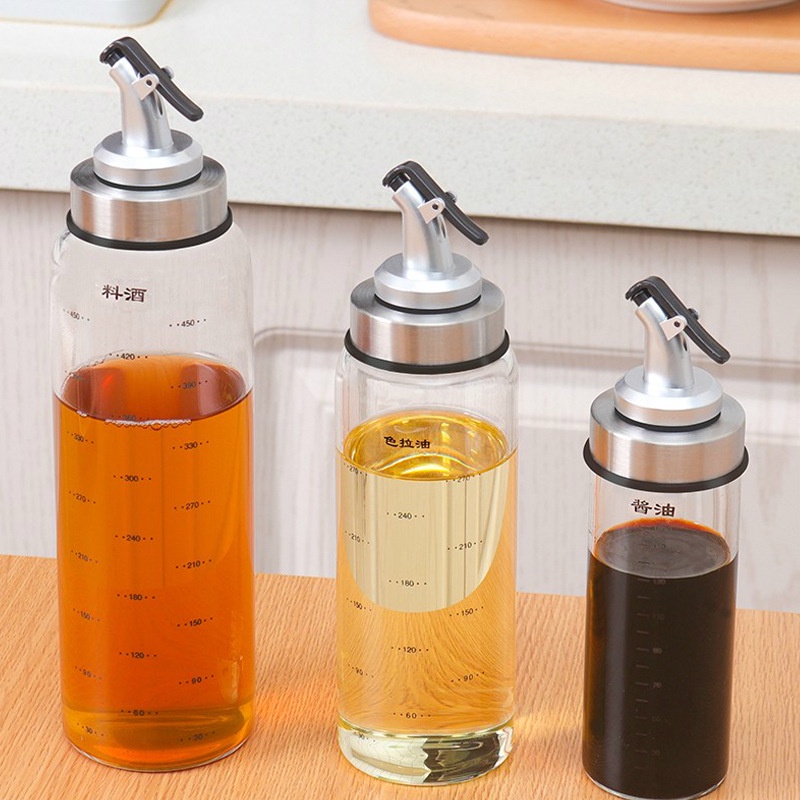 Chai thủy tinh 500ml Lọ đựng dầu ăn nước mắm Bình có vạch chia chịu nhiệt bền cao cấp