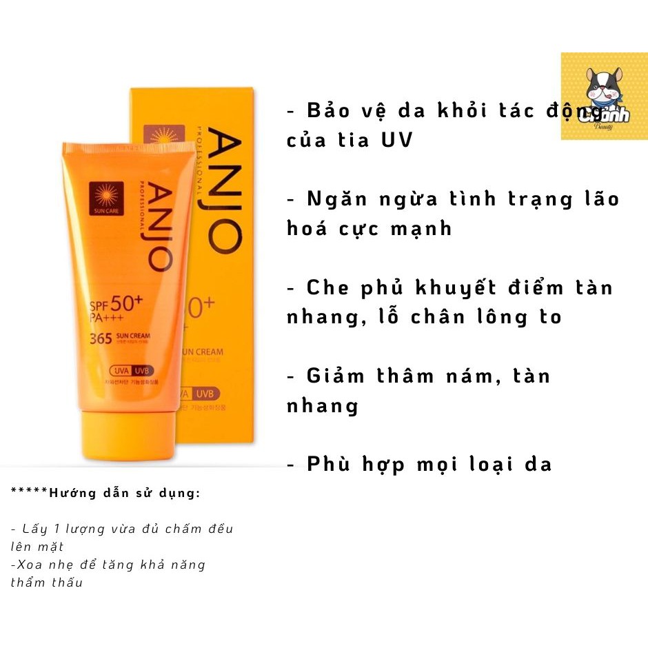 Kem chống nắng Anjo Professional SPF50+ PA+++ 365 Sun cream 70g