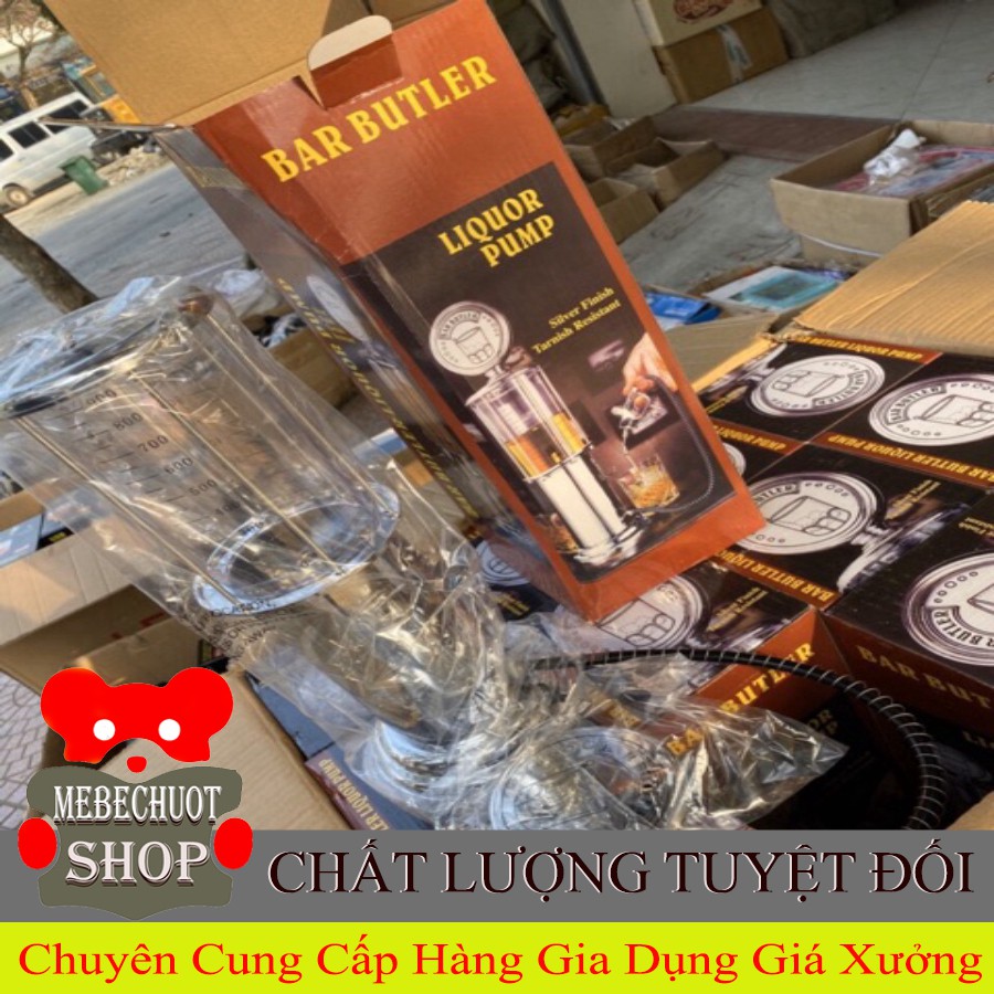 Bình rượu 1 lit có vòi bơm tiện dụng hình cây xăng.