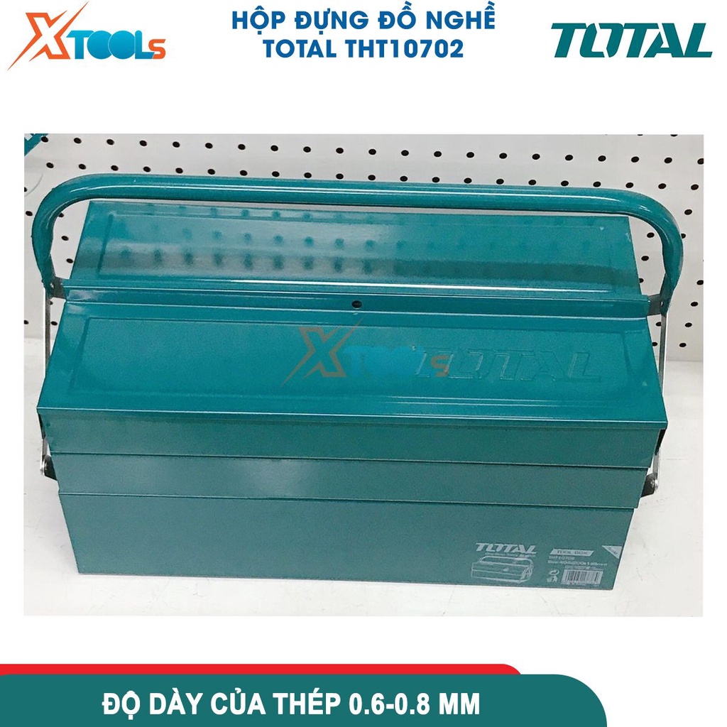 Hộp đựng đồ nghề TOTAL THT10702 kích thước 400x200x159mm, độ dày thép 0.6-0.8mm, gồm 3 tầng [CHÍNH HÃNG][XTOOLS]