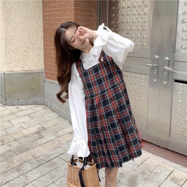 🌸(RẺ VÔ ĐỊCH)  Đầm mini 2 dây bản to kẻ sọc đỏ đen dáng xòe đuôi cá ngắn ulzzang SIÊU HOT 🌸 cho những cô nàng bánh bèo