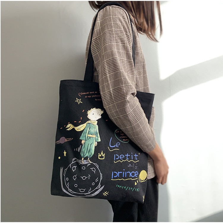 Túi đeo vai vải canvas kiểu Hàn Quốc dễ thương cho nữ