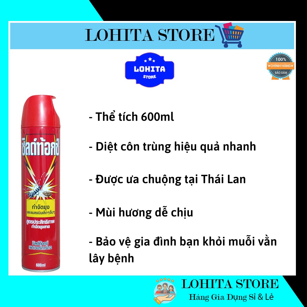 BÌNH XỊT MUỖI RUỒI KIẾN GIÁN HIỆU QUẢ SHIELDTOX NỘI ĐỊA THÁI LAN 600ml chính hãng