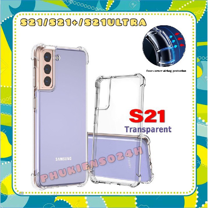 Ốp lưng chống sốc samsung S21 / S21 plus / S21 ultra trong suốt có gờ XUNG QUANH bảo vệ camera