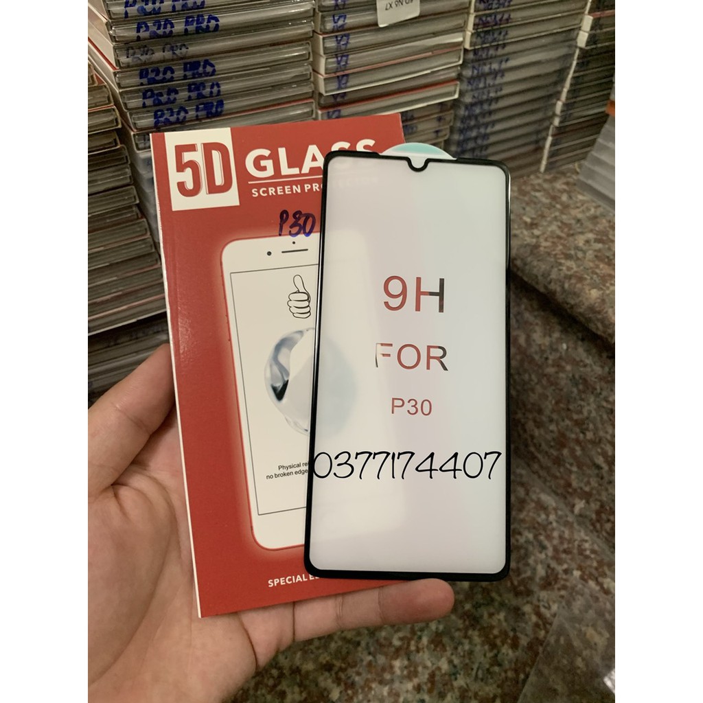 Kính cường lực 5D Xịn cho Huawei P30 Full màn hình siêu cứng viền vát 2,5D