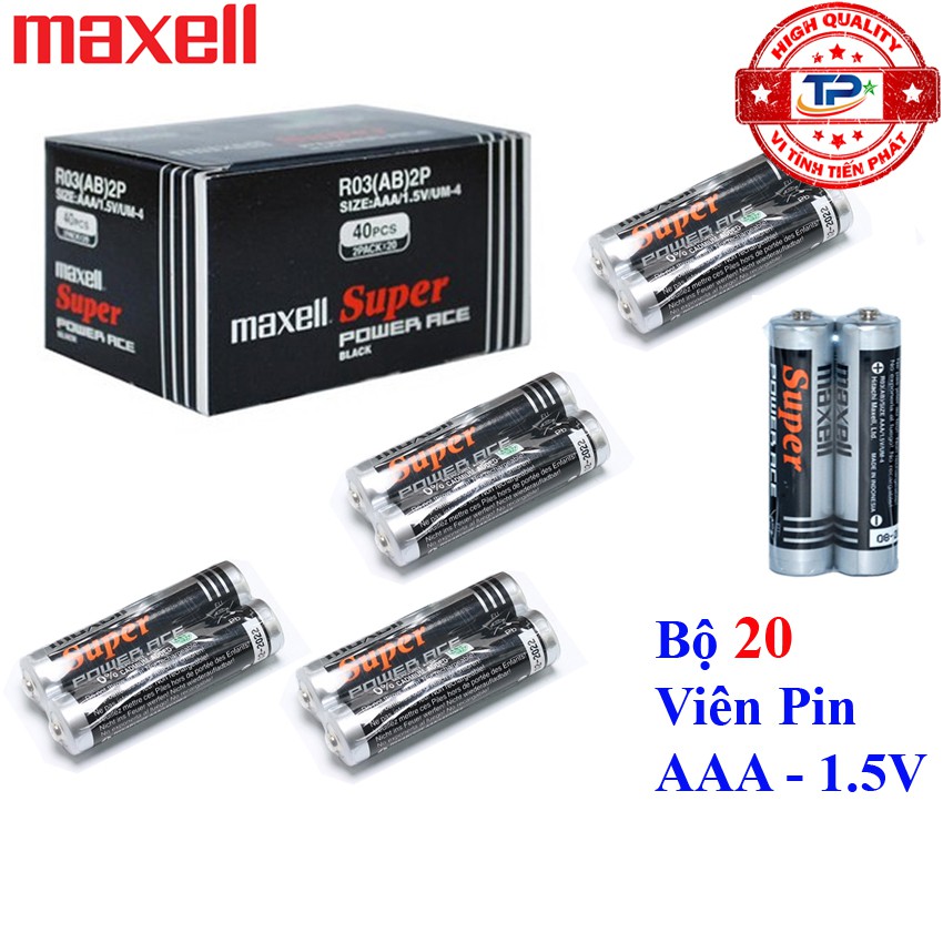 Bộ 20 viên Pin Tiểu AAA (3A) Maxell Super Power Ace 1.5V (10 cặp pin)