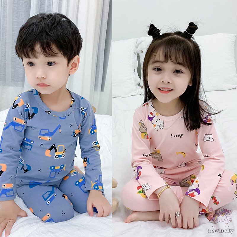 Bộ Pijama Cotton In Họa Tiết Hoạt Hình Dễ Thương Cho Bé