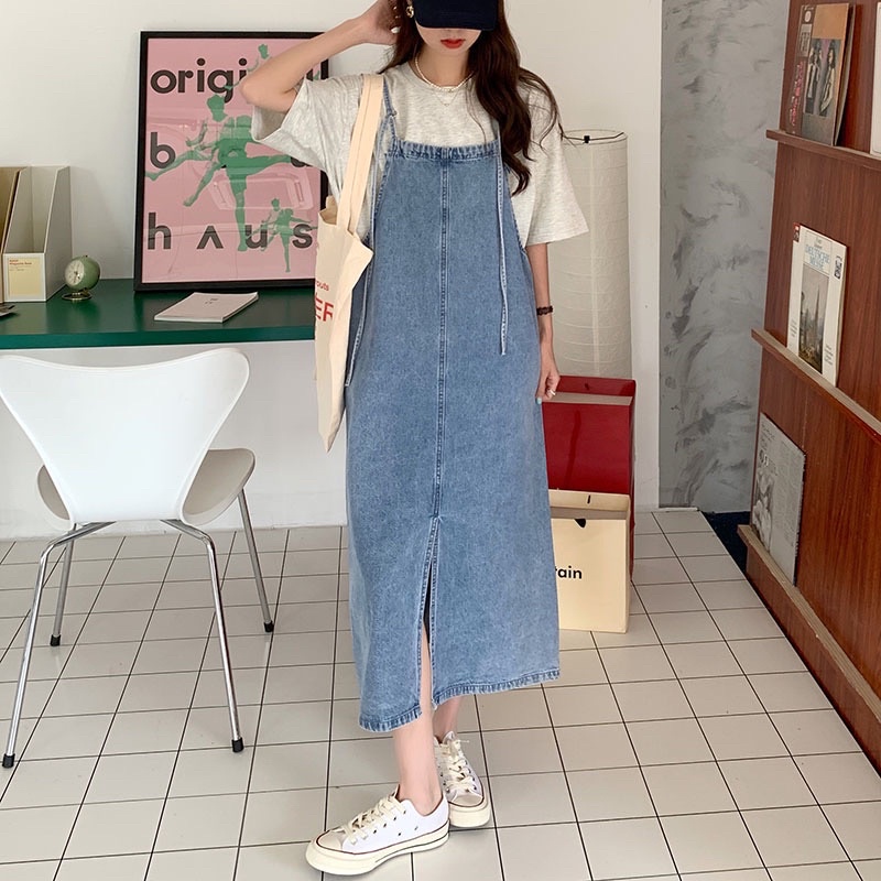 Váy yếm jean maxi 2 dây - YV152