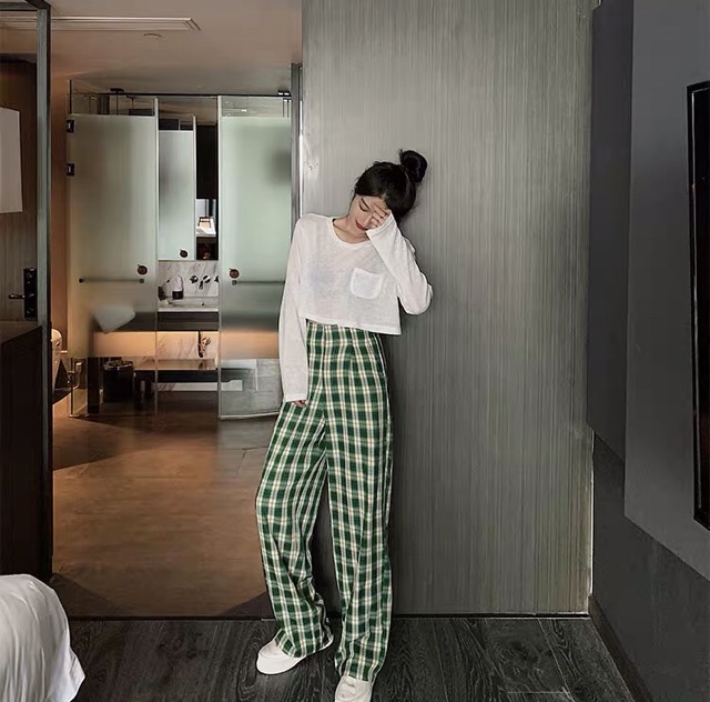 QUẦN KẺ SỌC NỮ KIỂU ỐNG RỘNG ( có sẵn + đủ size )