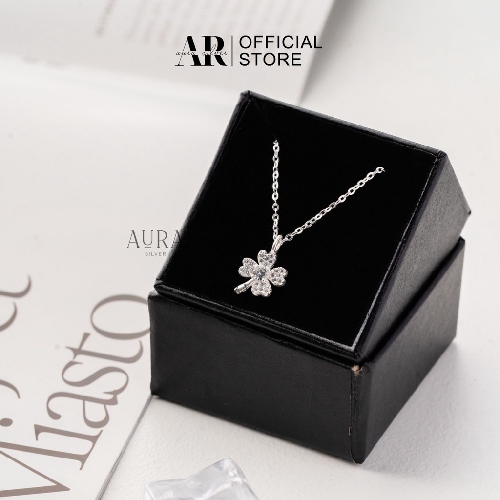 Dây chuyền nữ bạc 925 dây chuyền bạc cỏ bốn lá đính đá-DC27-AURASILVER