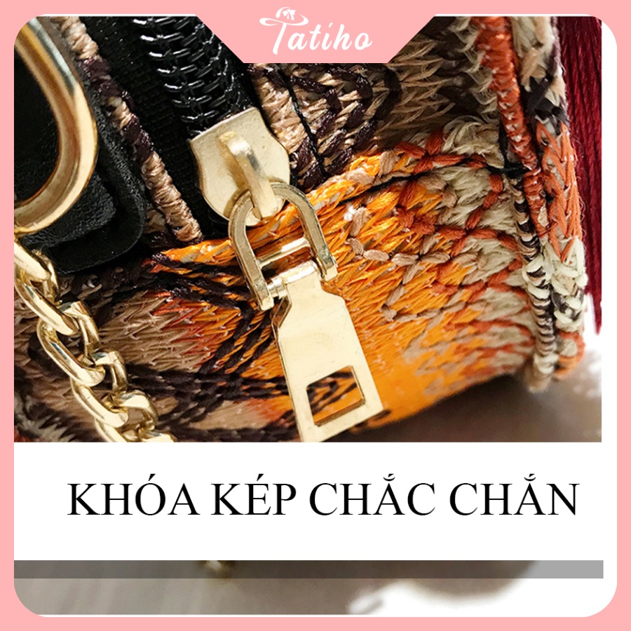 [HÀNG XỊN, GIÁ TỐT] Túi BoHo ( Túi Thổ Cẩm) Đeo Chéo Hình Tròn Phối Tua Rua Thời Trang - Mã TUI51