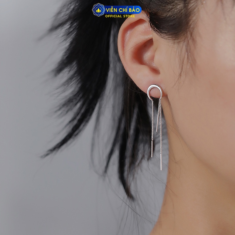 Bông tai bạc nữ họa tiết Mặt trăng chất liệu bạc 925 thời trang phụ kiện trang sức nữ Viễn Chí Bảo B000272
