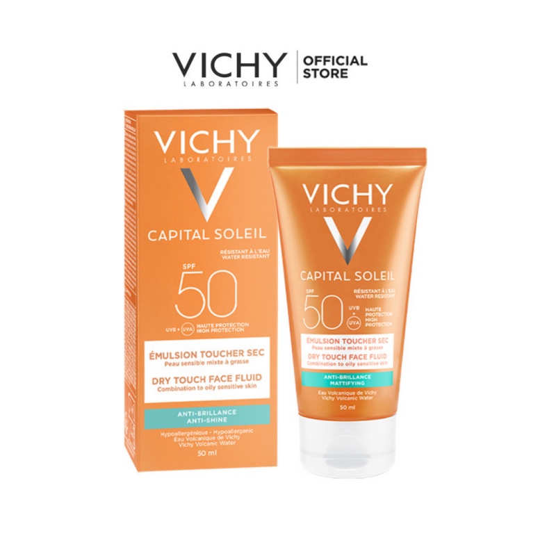 Bộ 2 kem chống nắng không gây nhờn rít Vichy Ideal Soleil Dry Touch SPF 50 Chống Tia UVA + UVB 50ml