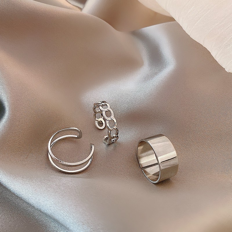 Bộ nhẫn 3 chiếc bộ trang sức đeo tay nam nữ cặp đôi phong cách hàn quốc Tom House