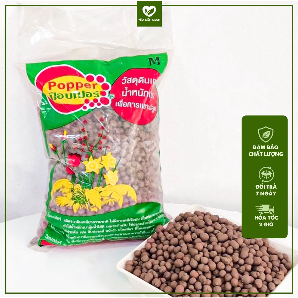 Viên đất sét nung Popper Thái Lan - Trồng xương rồng, trồng lan, trồng cây sứ, thủy canh, sen nhật