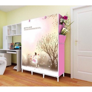 Tủ vải đựng quần áo 3d 3 buồng 8 ngăn