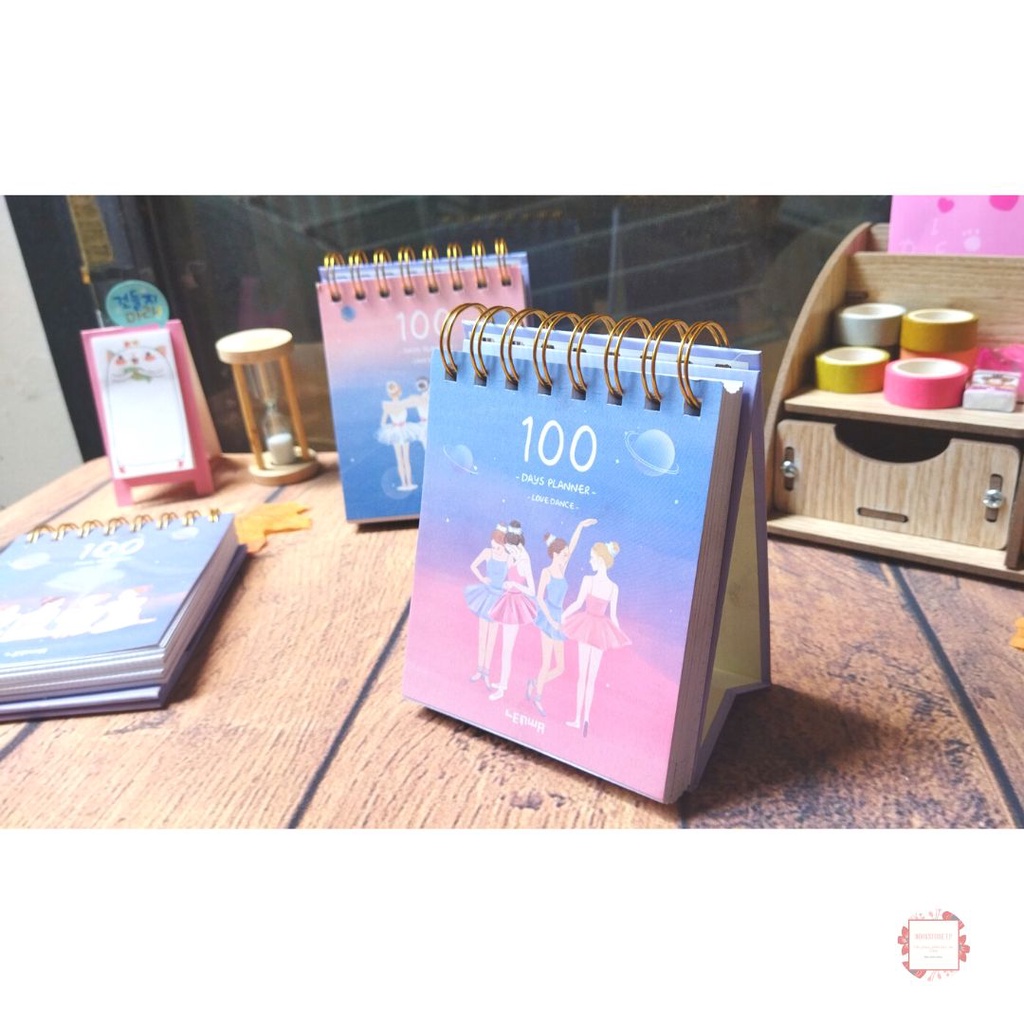 Sổ Kế Hoạch Lò Xo 100 Ngày - 100 Days Daily Planner Notebooks - 4 Cô Gái  - mẫu 3