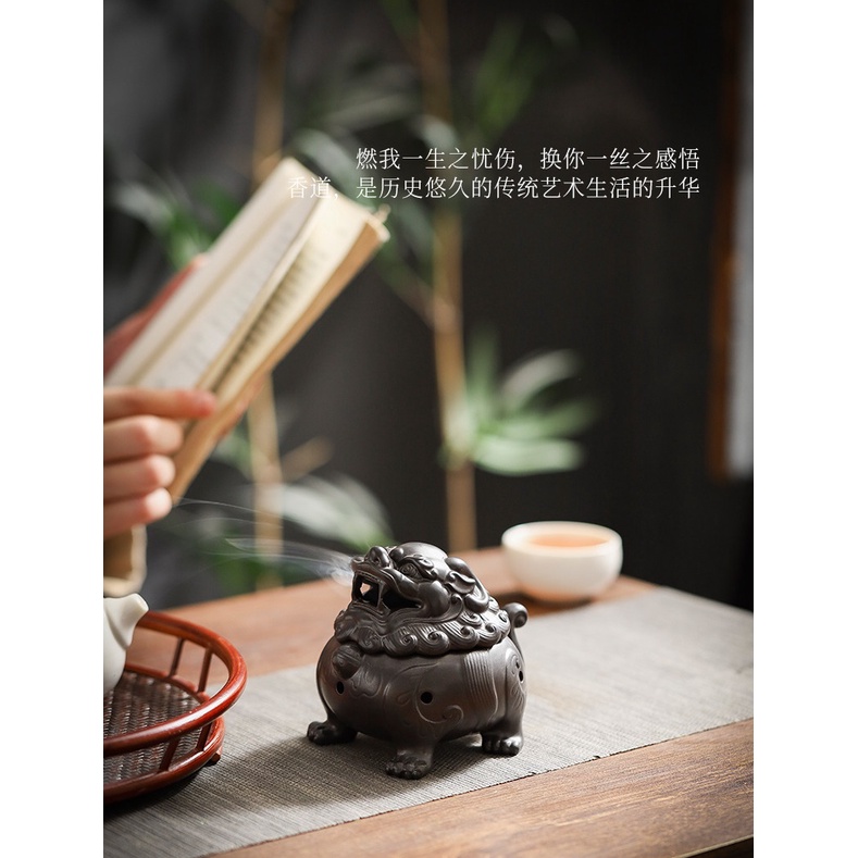 LƯ HƯƠNG XÔNG TRẦM, ĐỐT TRẦM BẰNG GỐM HÌNH KỲ LÂN CHIÊU TÀI LỘC