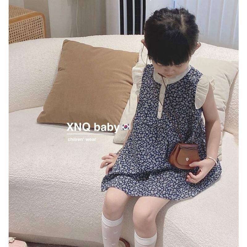 Váy tay ngắn nhỏ họa tiết hoa phong cách phương Tây thời trang Hàn Quốc dành cho bé gái