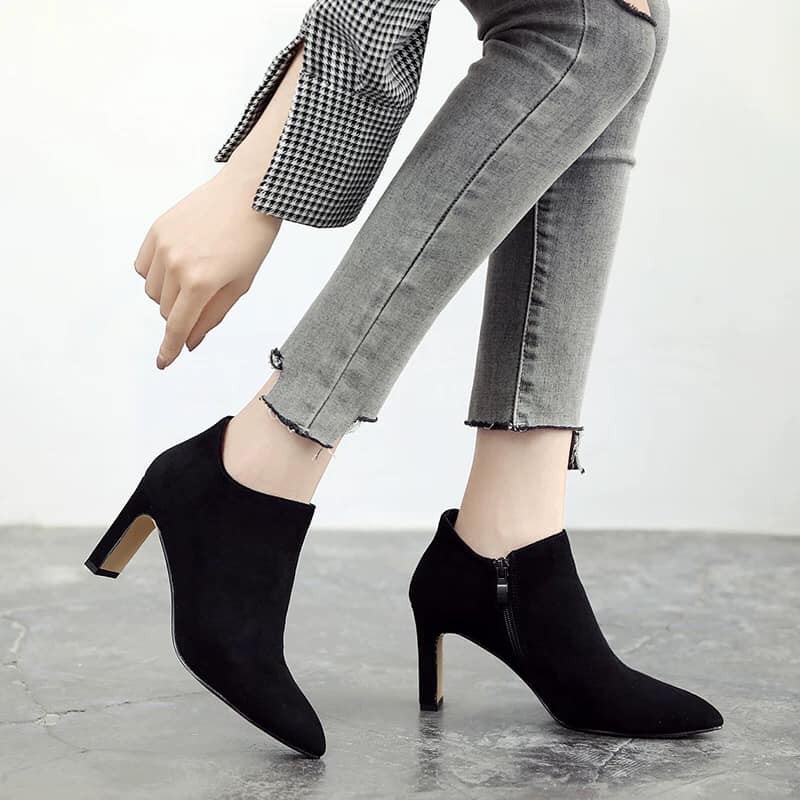HÀNG CÓ SẮN (Size 40➡️43) _ Giày Boots Da Lộn khóa kéo bên Big Size
