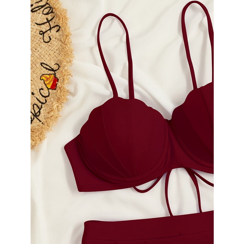 Mới Bộ Đồ Bơi Hai Mảnh Màu Trơn Kiểu Nàng Tiên Cá Quyến Rũ