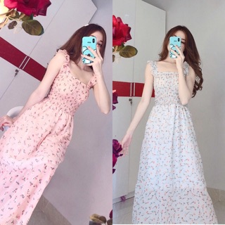 xã kho Đầm maxi cánh tiên voan freesize kèm hình thật